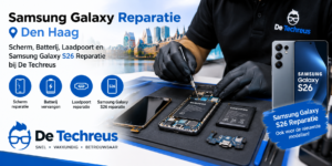 Samsung Galaxy Reparatie Den Haag: Scherm, Batterij, Laadpoort en Samsung Galaxy S26 Reparatie bij De Techreus